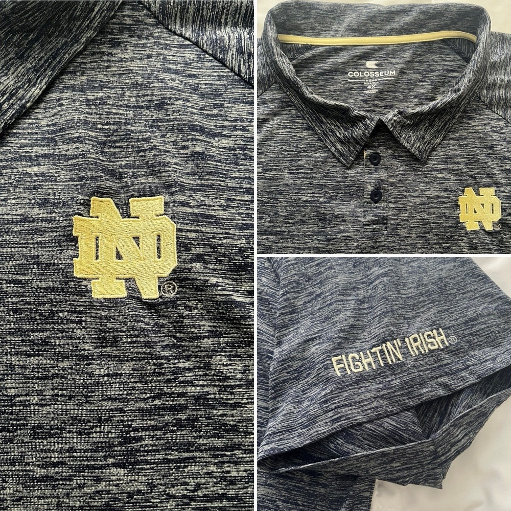 Colosseum Notre Dame Fighting‎ Irish Polo Shirt Mens 4XL Navy/Grey